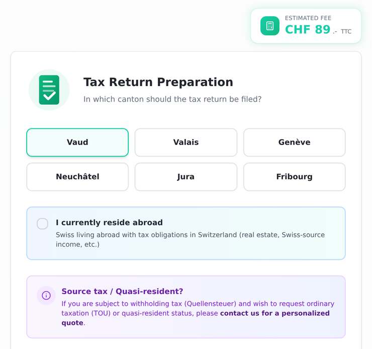Step 1: the canton of your tax return.