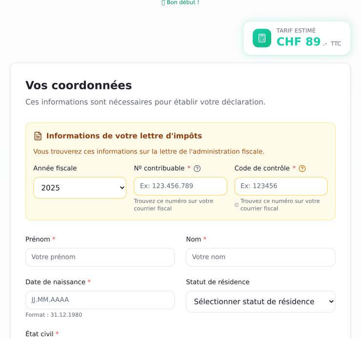 Vos identifiants fiscaux et votre identité, avec l’aide « Où trouver ce numéro ? ».