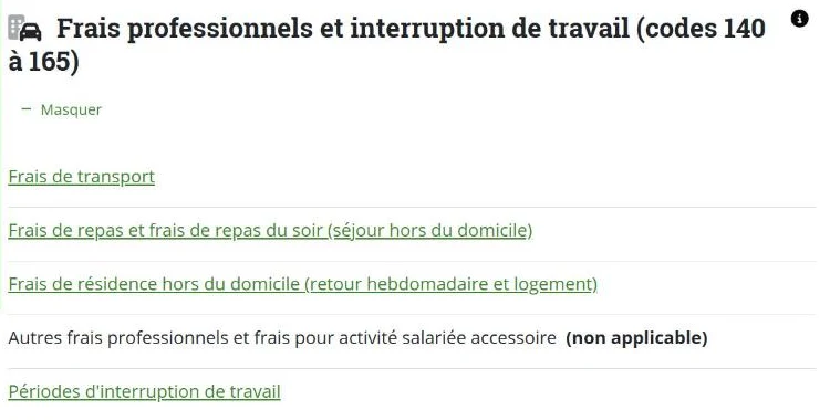 Rubrique Frais professionnels et interruption de travail dans VaudTax