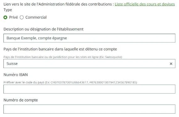 Saisie d'un compte bancaire dans l'état des titres de VaudTax